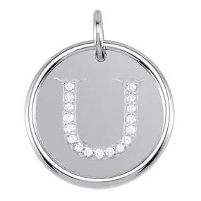 .085 Ctw G-H, I1 Diamond Initial 17mm 14k White Gold Pendant Letter U