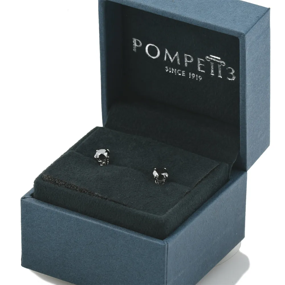 1 Ct Black Diamond Studs Earrings in 14k White Gold