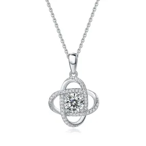 1 Ct Moissanite Diamond Flower Pendant Necklace 925 Sterling Silver MXFN8151