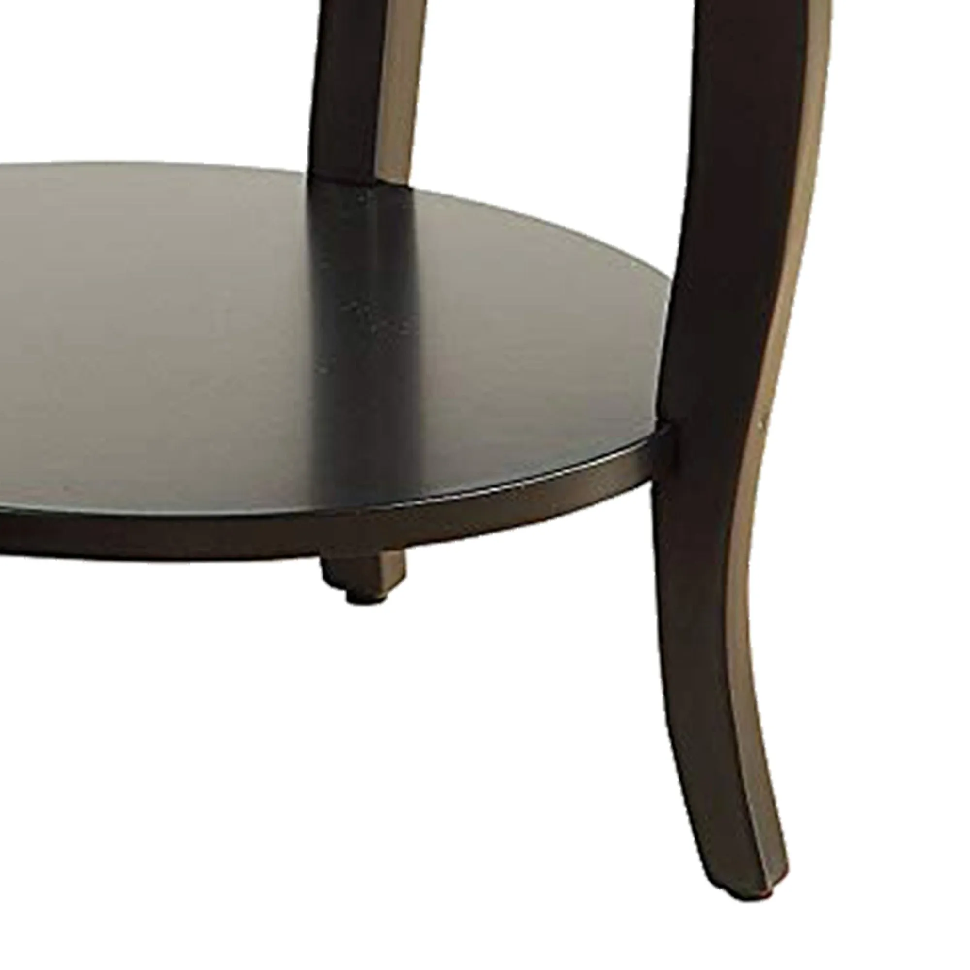 1 Drawer Round Shape Wooden End Table With Cabriole Legs, Espresso Brown  By Benzara