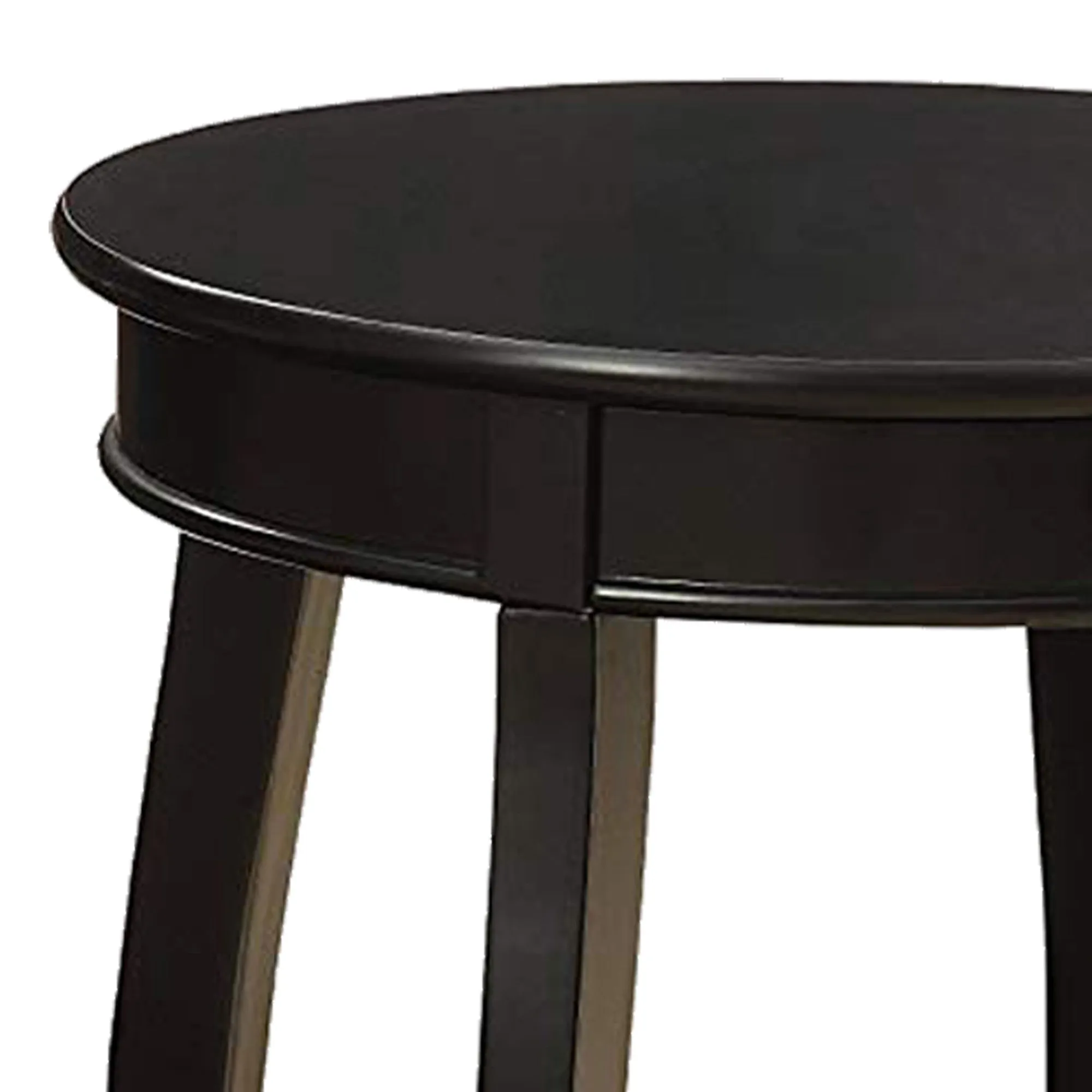 1 Drawer Round Shape Wooden End Table With Cabriole Legs, Espresso Brown  By Benzara