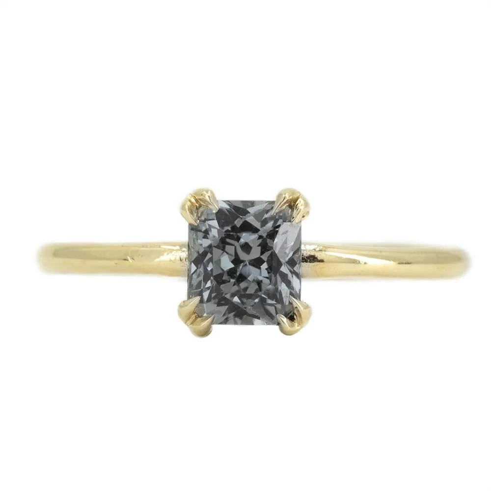 1.03ct Montana Sapphire Grey Purple Brown Radiant Cut Sapphire With Double Prongs in 14k Yellow Gold