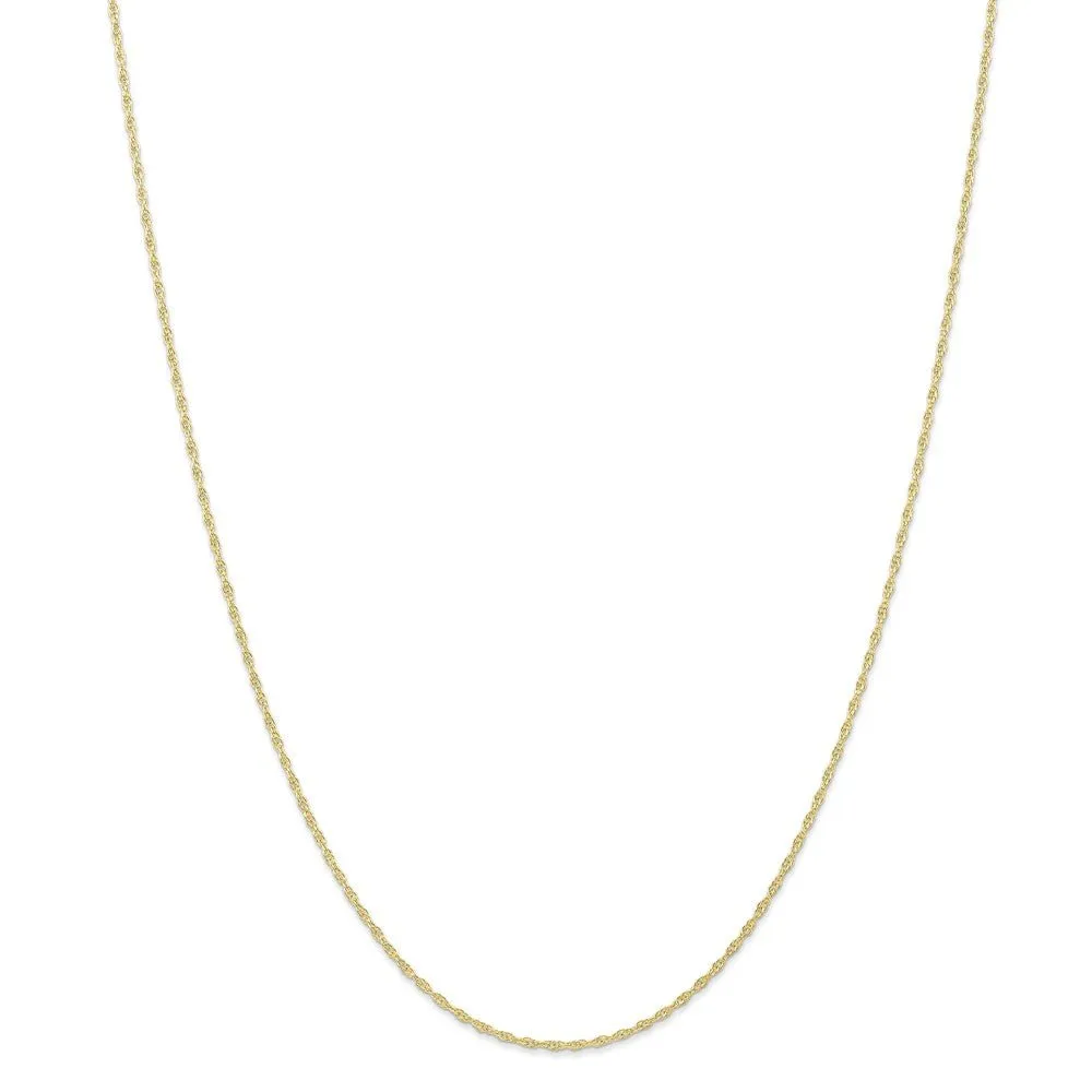 1.15mm 10K Yellow Gold Solid Cable Rope Chain Necklace