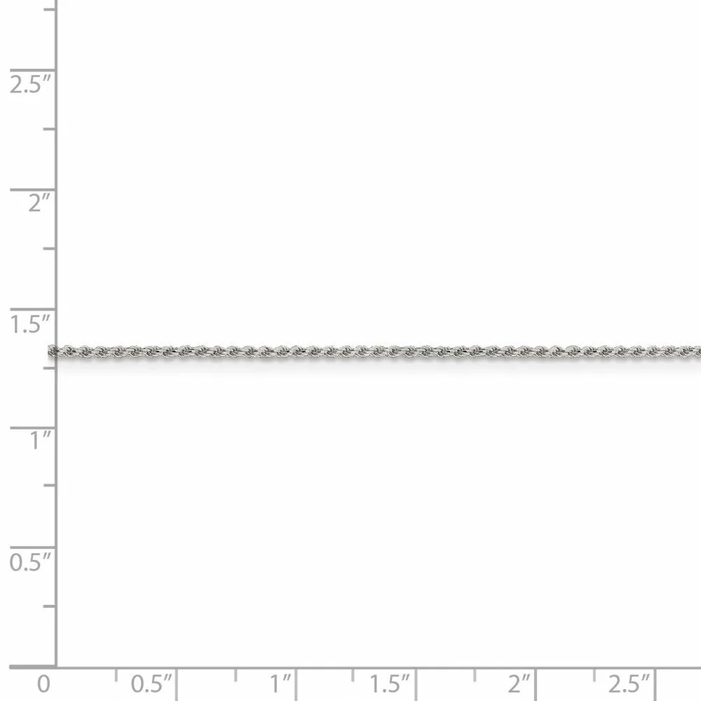 1.1mm Sterling Silver Solid Diamond Cut Rope Chain Anklet, 9 Inch