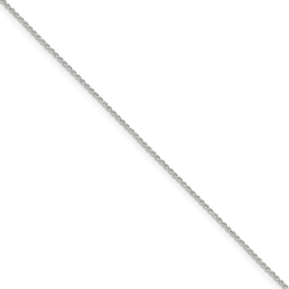 1.1mm Sterling Silver Solid Diamond Cut Rope Chain Anklet, 9 Inch