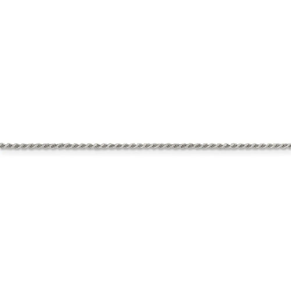 1.1mm Sterling Silver Solid Diamond Cut Rope Chain Anklet, 9 Inch