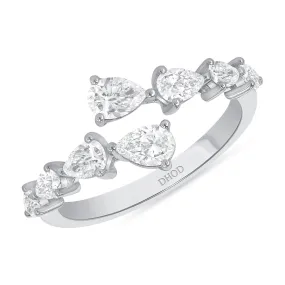 14k Gold Pear Open Cluster Diamond Band