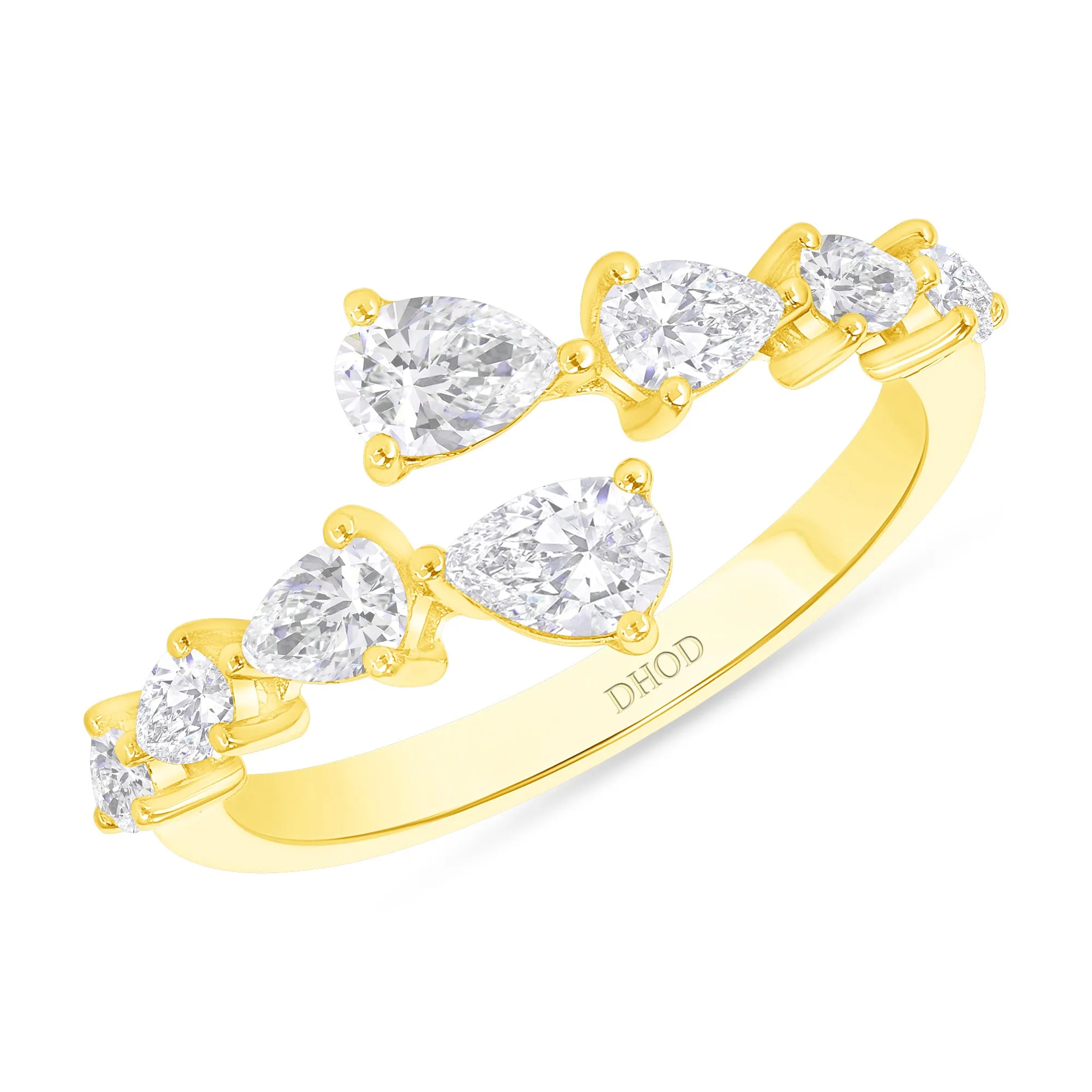 14k Gold Pear Open Cluster Diamond Band