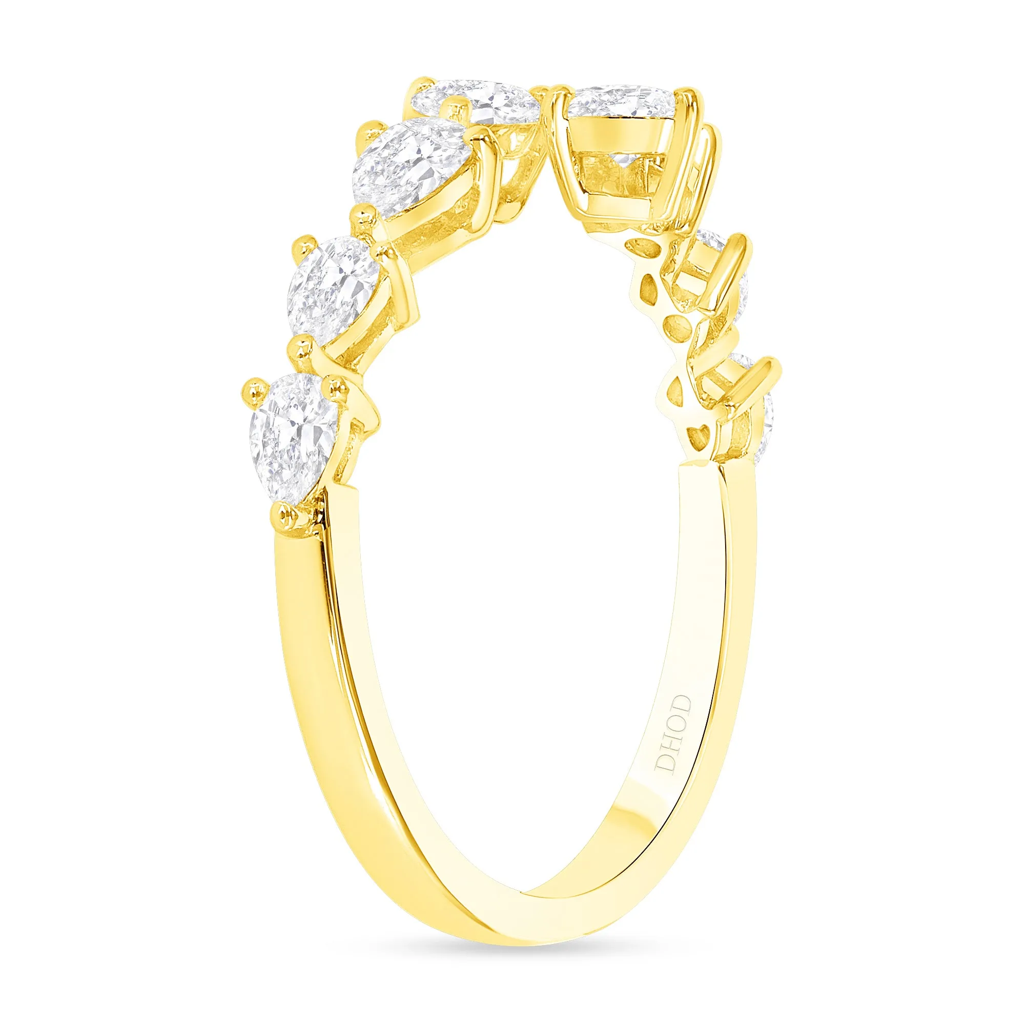 14k Gold Pear Open Cluster Diamond Band