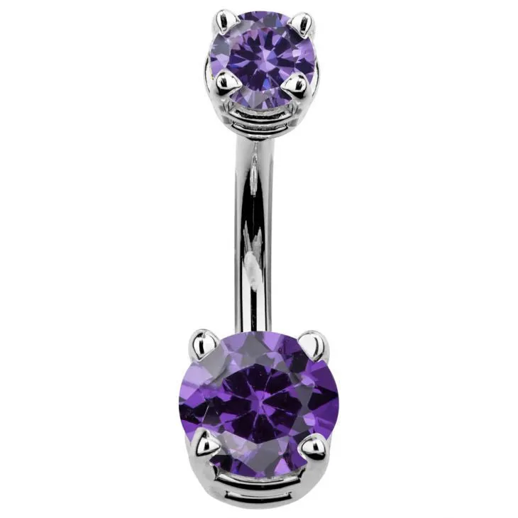 14K White Gold Gem Belly Rings