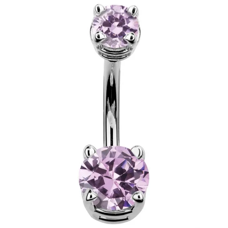 14K White Gold Gem Belly Rings