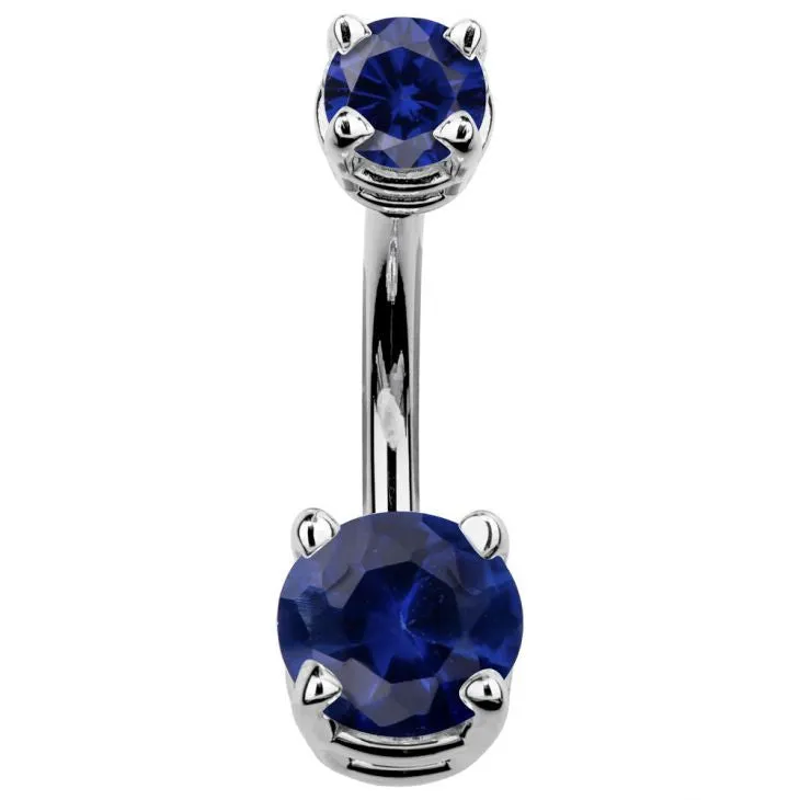 14K White Gold Gem Belly Rings