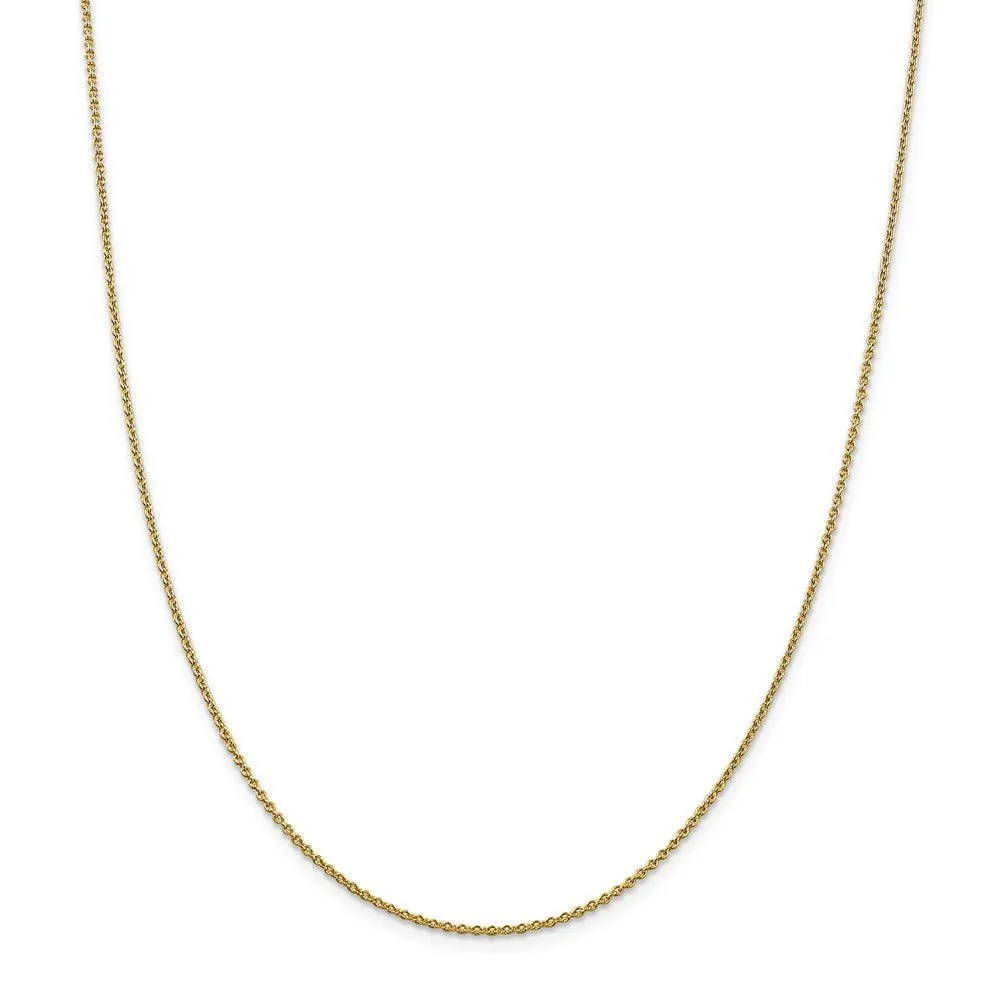 1.4mm 14k Yellow Gold Solid Classic Cable Chain Necklace