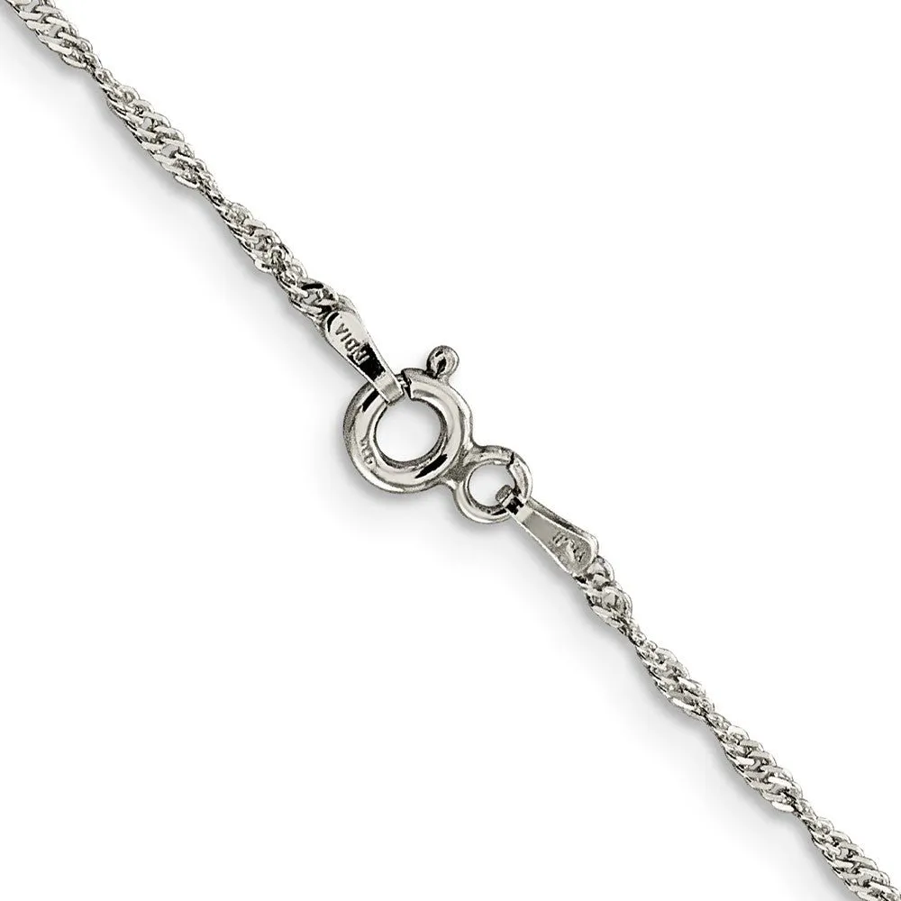 1.4mm Sterling Silver, Solid Singapore Chain Necklace