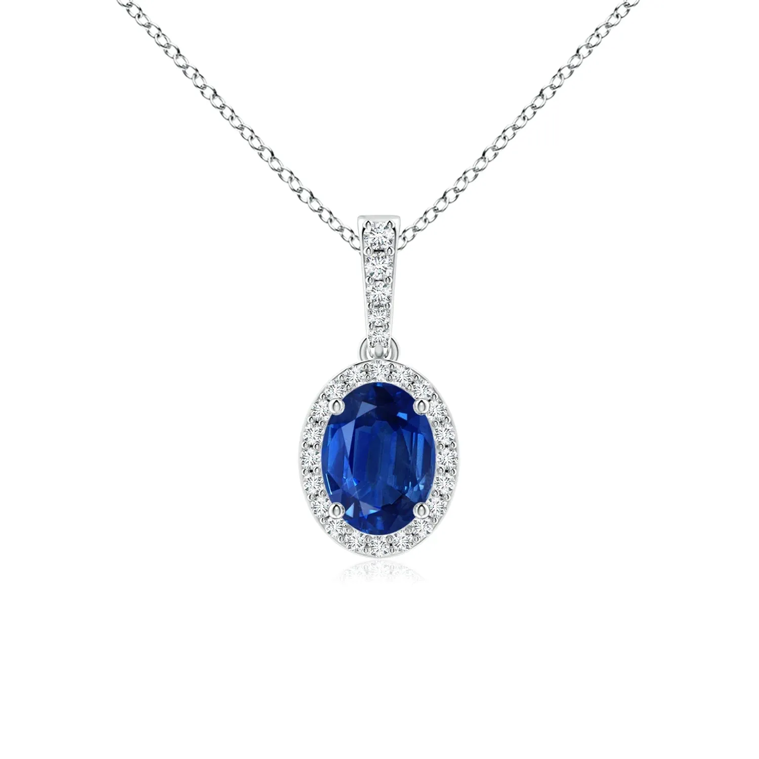 1.69 CT. Vintage Style Oval Sapphire Halo Pendant