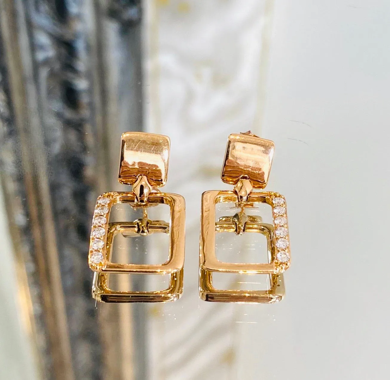 18k Rose Gold & Diamond Earrings