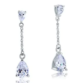 2 Carat Created Zirconia Pear Cut Zirconia Dangle Drop Sterling 925 Silver Earrings MXFE8085