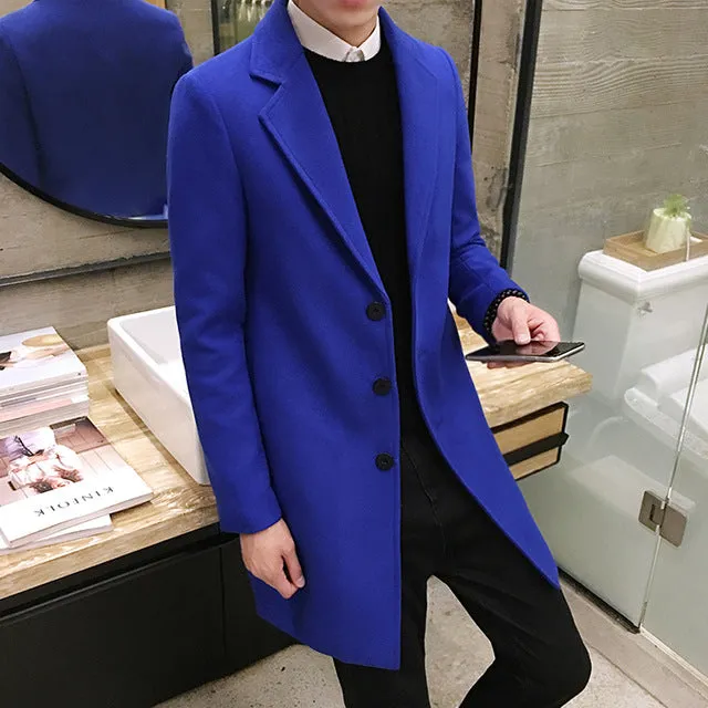 2018 New Winter Wool Coat Men Leisure Long Sections Woolen Coats Men's Pure Color Casual Fashion Jackets / Casual Men Overcoat