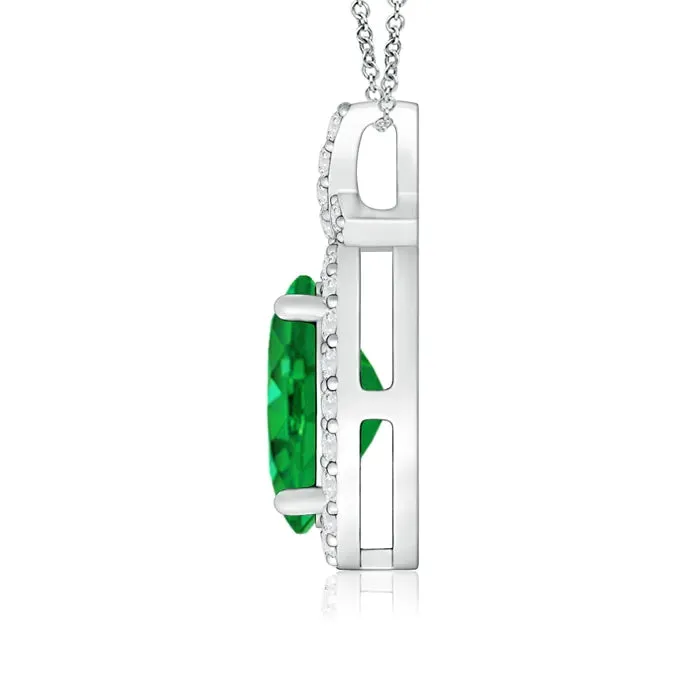 2.28 CT. Vintage Style Halo Emerald Pendant