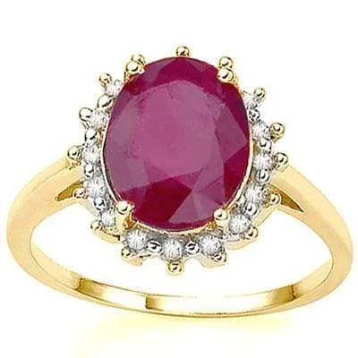 2.3 CT RUBY & DIAMOND 10KT SOLID GOLD RING