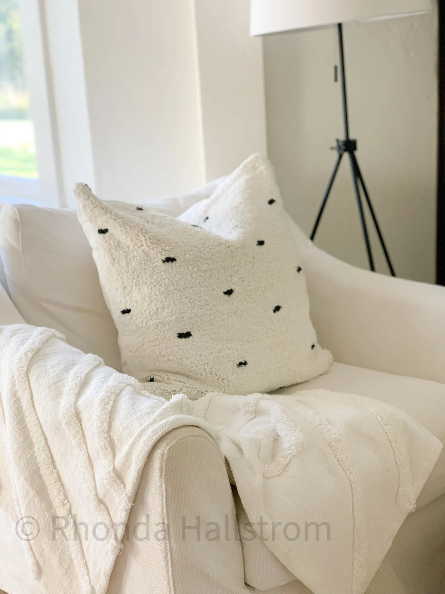 24" Tufted Polka Dot Pillow