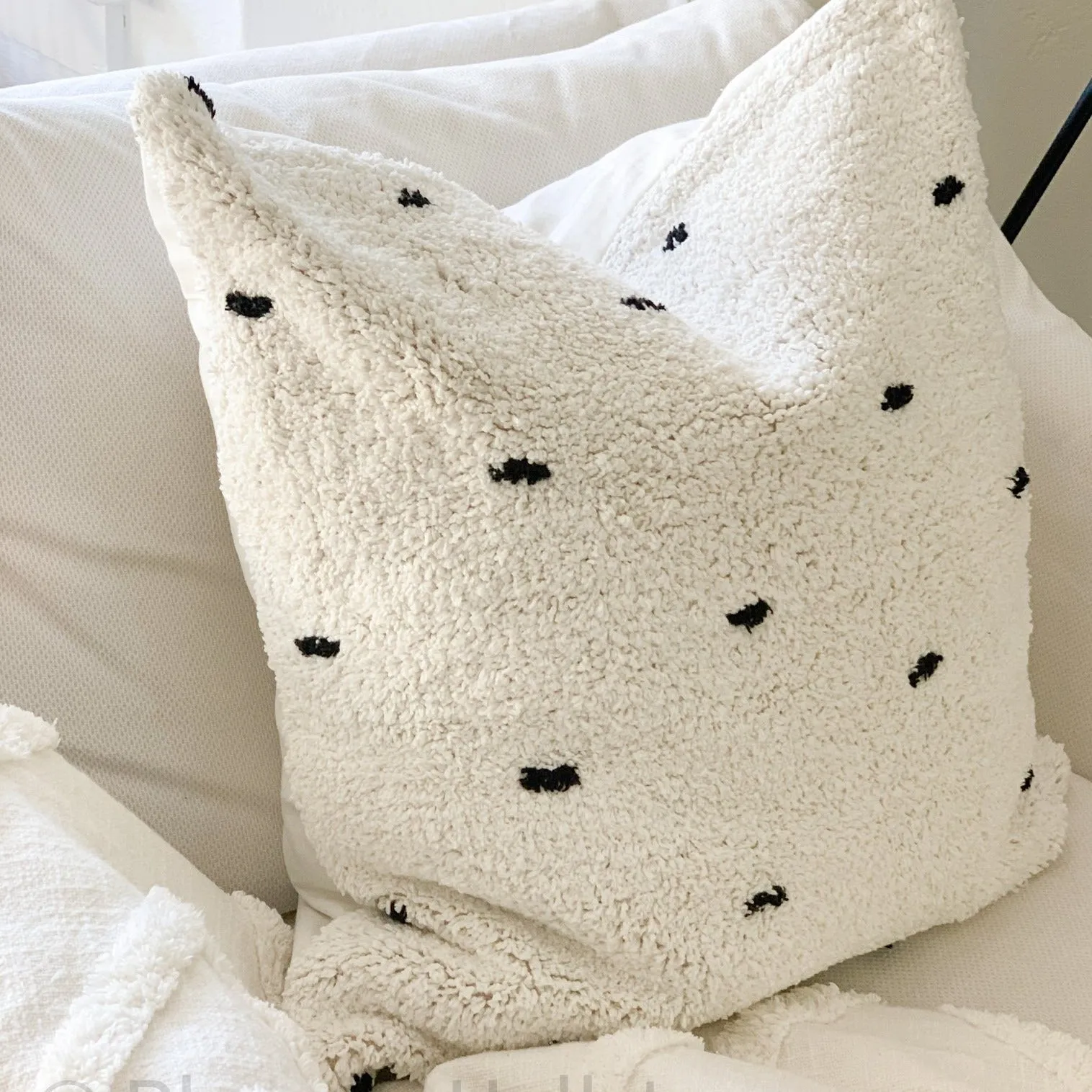 24" Tufted Polka Dot Pillow