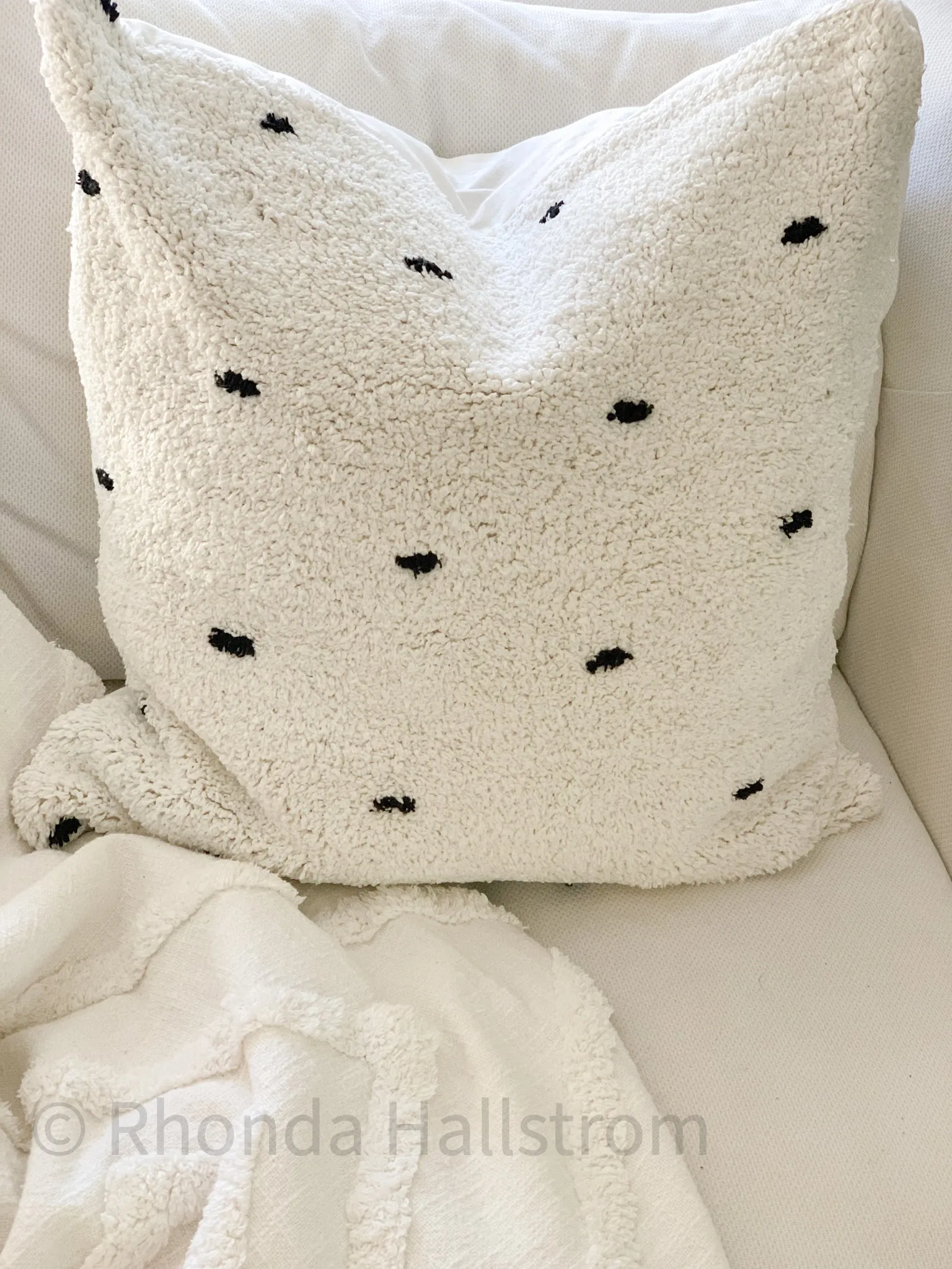 24" Tufted Polka Dot Pillow