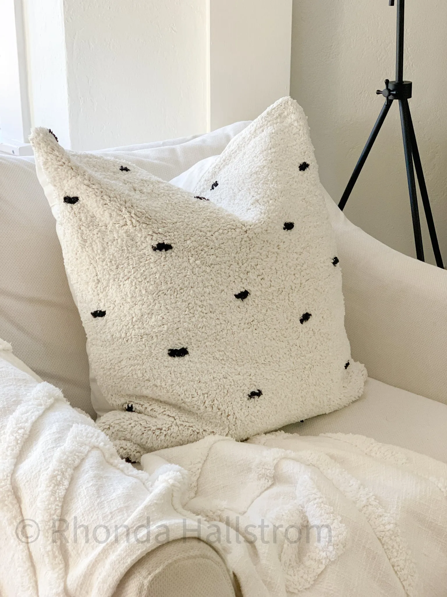 24" Tufted Polka Dot Pillow