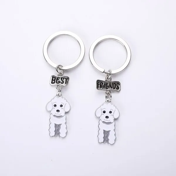 3 Color Poodle Teddy Dog Car Key Chain Fashion Jewelry Pendants for Bags