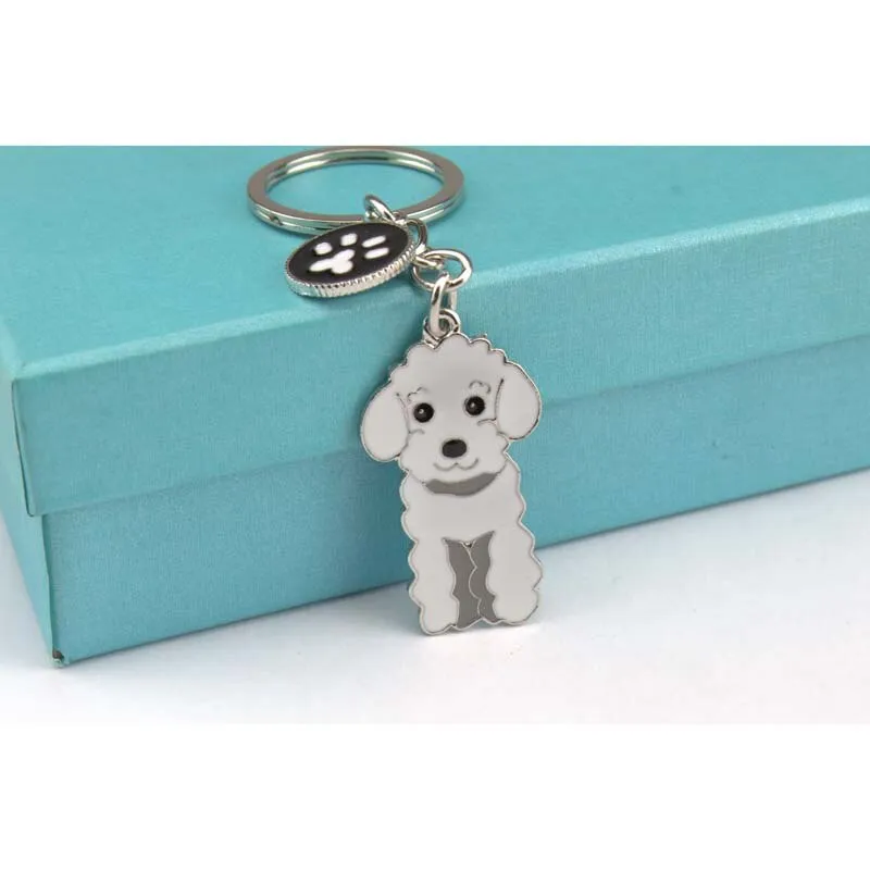 3 Color Poodle Teddy Dog Car Key Chain Fashion Jewelry Pendants for Bags