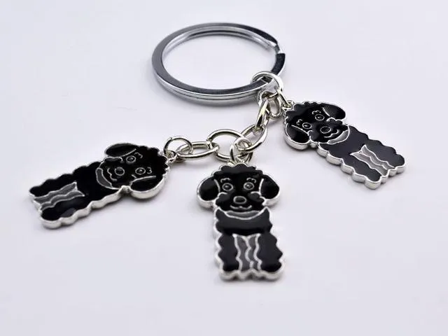 3 Color Poodle Teddy Dog Car Key Chain Fashion Jewelry Pendants for Bags