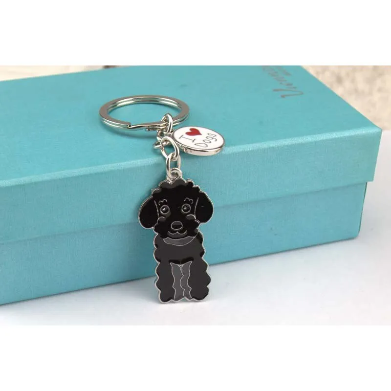 3 Color Poodle Teddy Dog Car Key Chain Fashion Jewelry Pendants for Bags