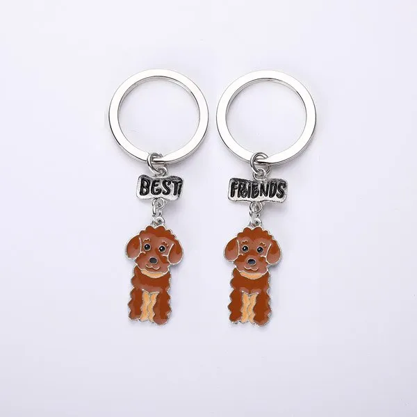 3 Color Poodle Teddy Dog Car Key Chain Fashion Jewelry Pendants for Bags