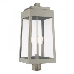 3 Lt Brushed Nickel Post Top Lantern