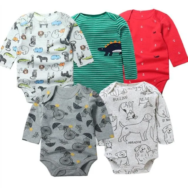 5Pcs/Lot Baby bodysuits High Quality Uniesx Newborn Baby Clothes 100% Cotton Baby Clothing set infant bebe Baby boy girl Clothes