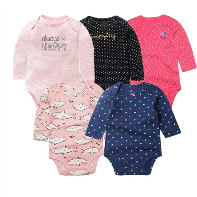 5Pcs/Lot Baby bodysuits High Quality Uniesx Newborn Baby Clothes 100% Cotton Baby Clothing set infant bebe Baby boy girl Clothes