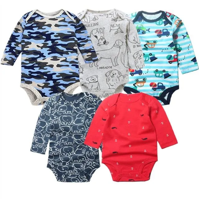 5Pcs/Lot Baby bodysuits High Quality Uniesx Newborn Baby Clothes 100% Cotton Baby Clothing set infant bebe Baby boy girl Clothes