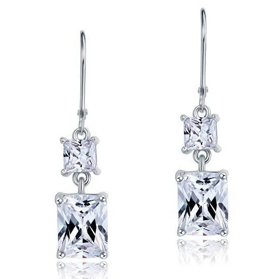 8 Carat Princess Cut Created Zirconia Dangle Drop 925 Sterling Silver Earrings MXFE8095