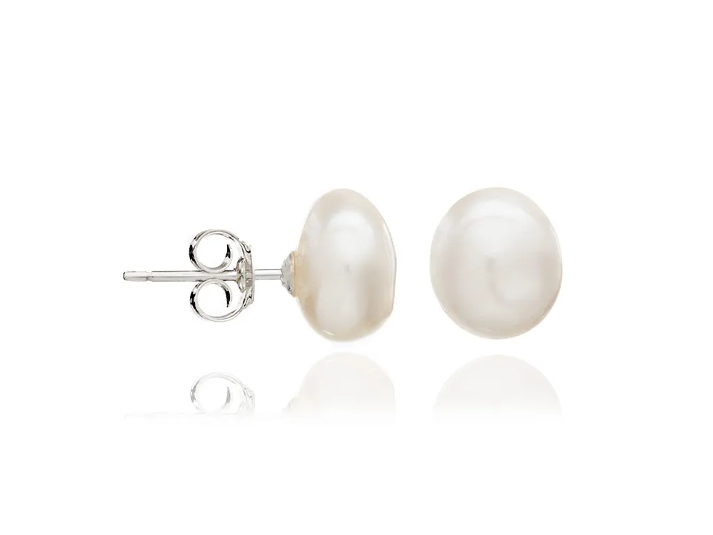 8mm Potato Pearl Studs - White