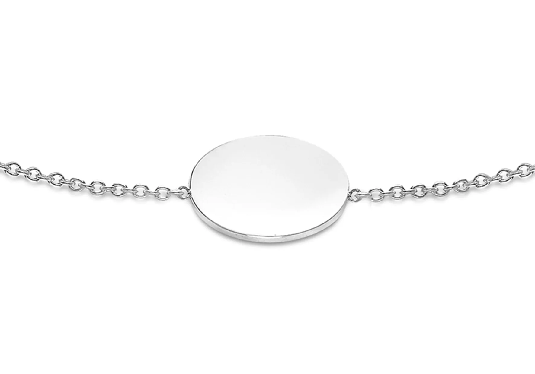 9K White Gold 10mm Disc Adjustable Bracelet 18cm-19cm