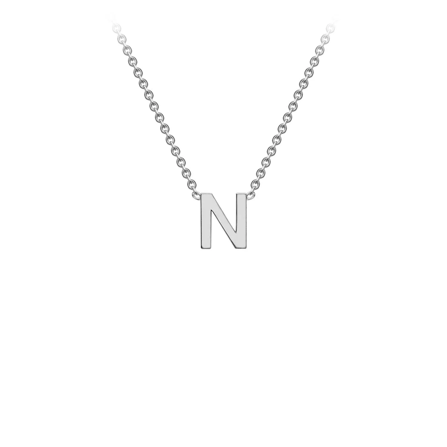 9K White Gold 'N' Initial Adjustable Letter Necklace 38/43cm