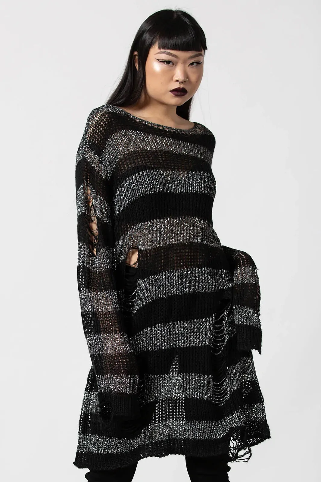 Abyss Knit Sweater [BLACK/GLITTER] [UNISEX]