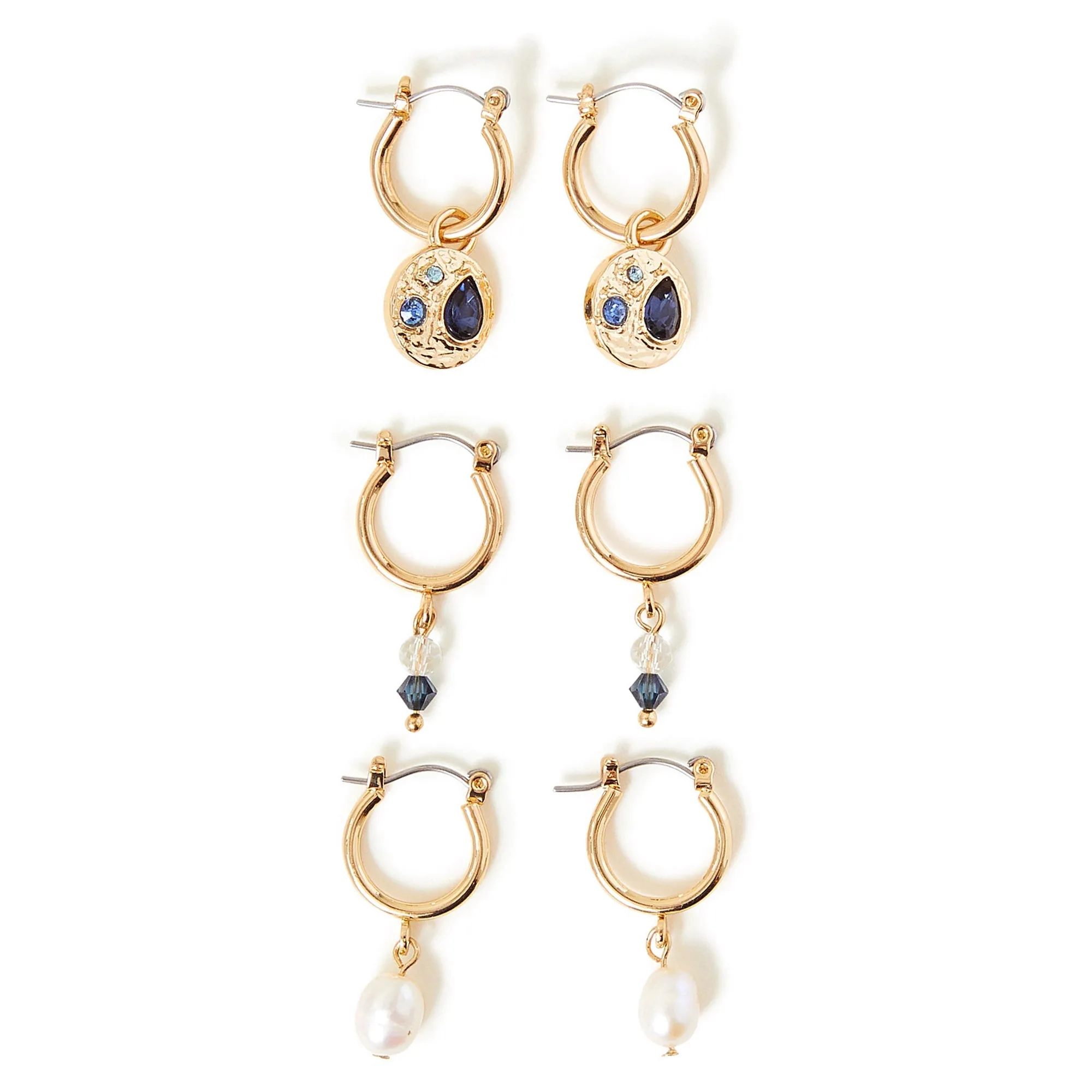 Accessorize London Women's Gem Detail Hoops Set Of Three