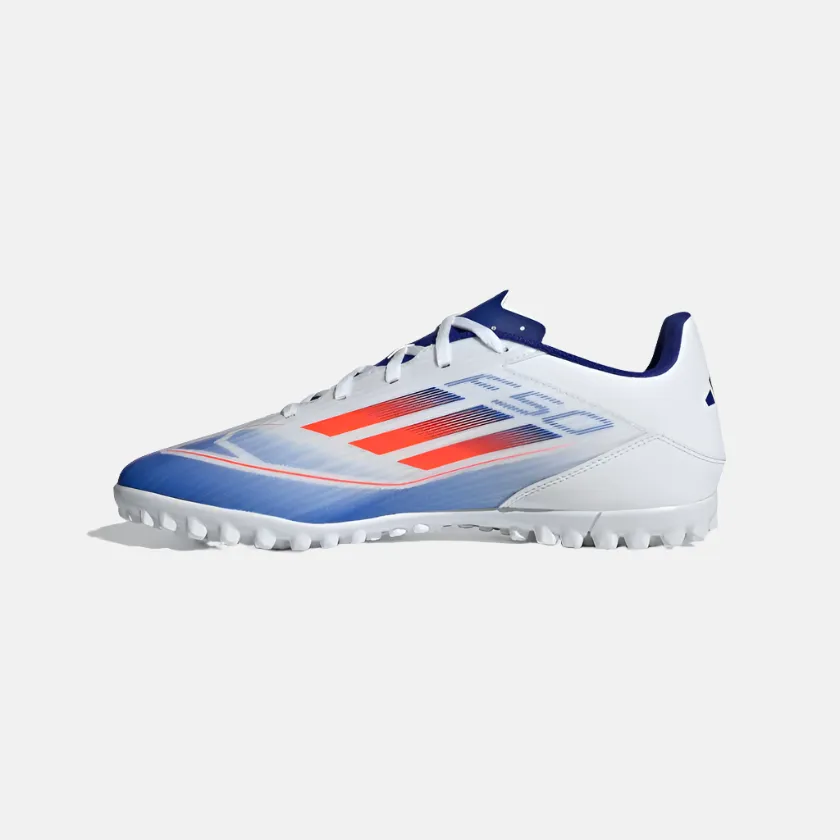 Adidas F50 Club Turf Unisex Football Shoes -Cloud White/Solar Red/Lucid Blue