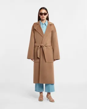 Alamo - Wool Silk Blend Robe Coat - Camel