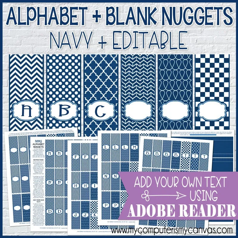 Alphabet   BLANK Nugget Wrappers {NAVY} PRINTABLE