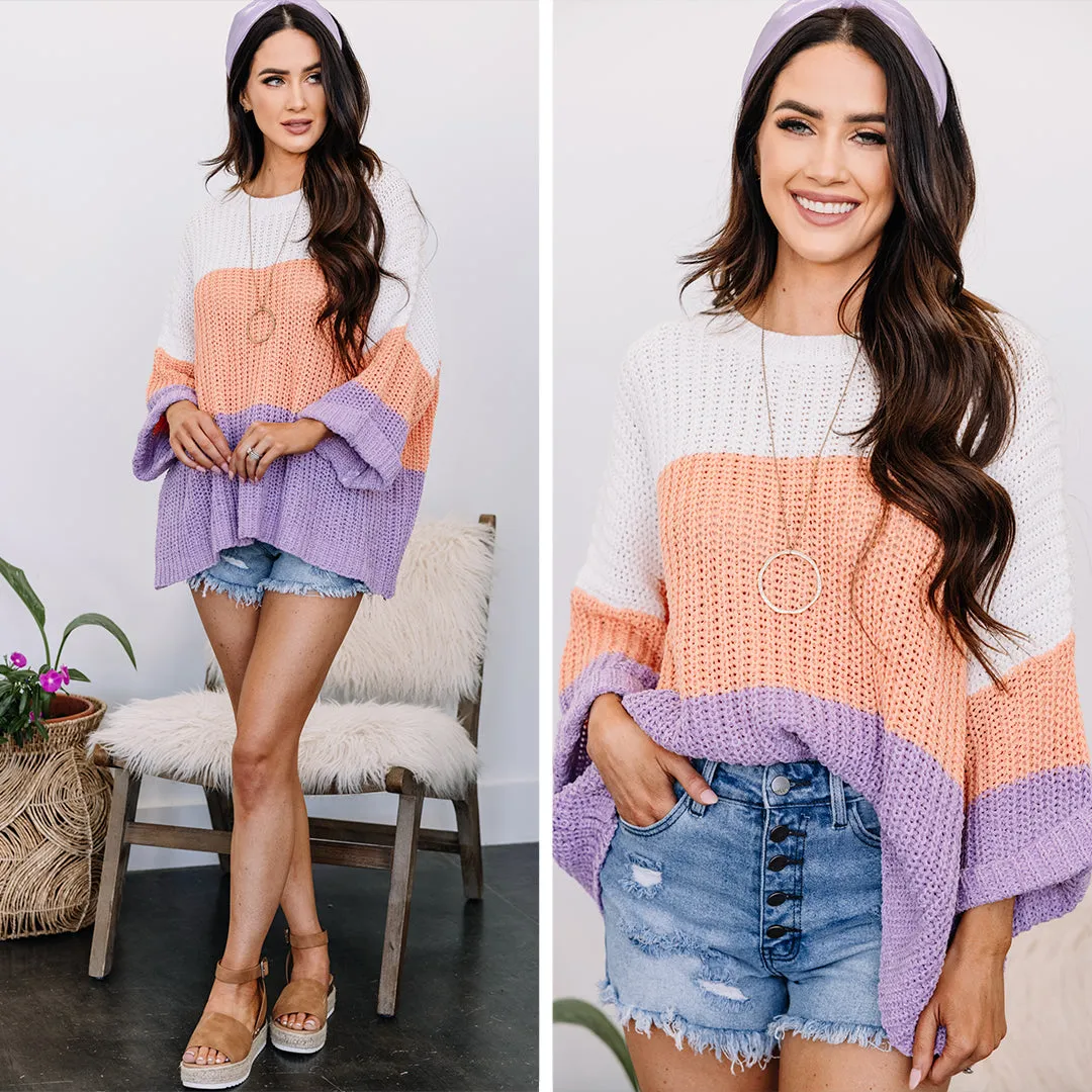 Always Getting Better Lavender Purple Colorblock Sweater