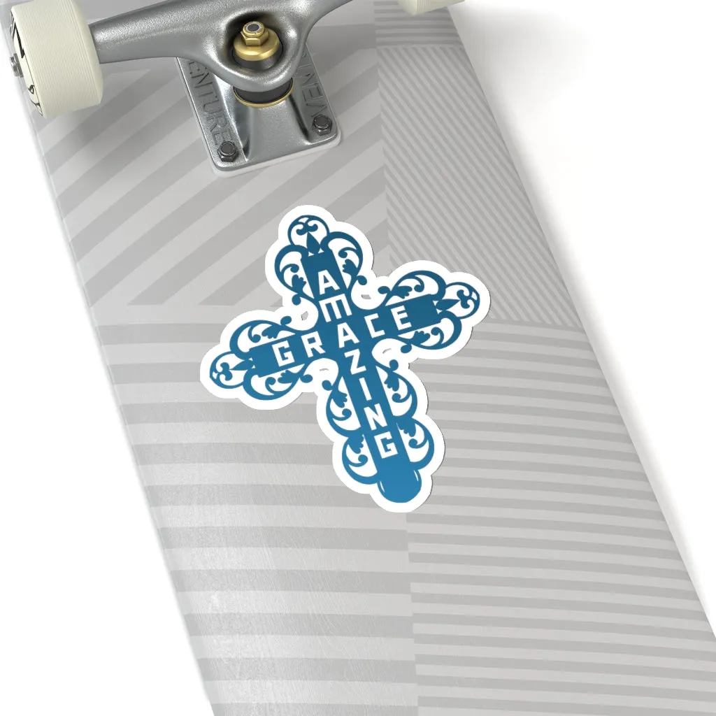 Amazing Grace Filigree Cross Car Sticker (6 X 6)