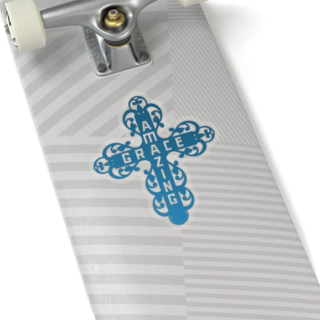 Amazing Grace Filigree Cross Car Sticker (6 X 6)