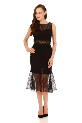 Angelino Black Lace Flas With Short Evening Dress